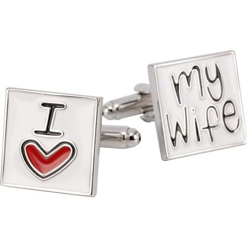 High Quality French Style i Love My Wife Letter Cufflinks For Mens Shirt Brand suit Cuff Buttons Top sale Cuff Links Jewelry