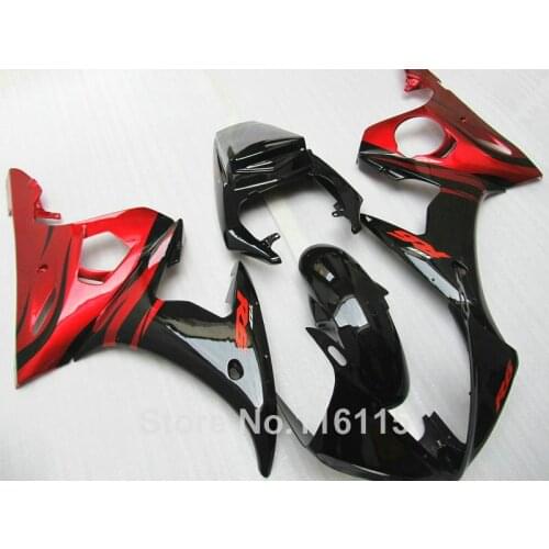 High grade ABS fairings set for YAMAHA R6 2003 2004 2005 red black fairing kit YZF R6 03 04 05 body kits #195