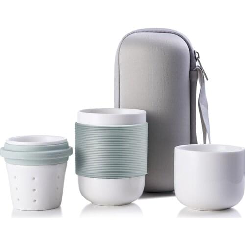 Japanese Tea Cups Ceramic Travel Mug Kungfu Tea Set with Infuser Portable Teapot Set Coffee Mug With Travel Bag Anti-hot