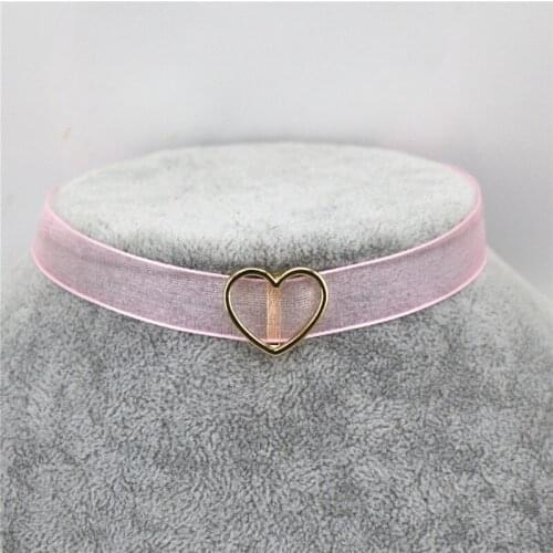 Japanese jewelry minimalist girls soft hearted girls sweet heart-shaped love velvet Chain Necklace