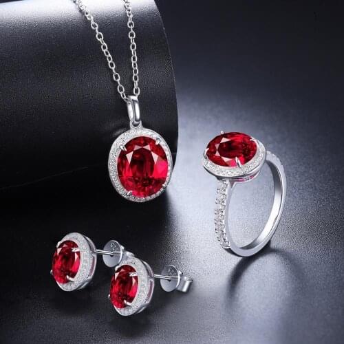 2.0ct/2pcs Oval Cut 925 Sterling Silver Lab Grown Ruby Stud High Quality Earrings For Women Wholesale Jewelry Online-Shopping
