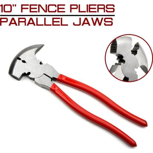 10'' Fence Pliers Parallel Jaws Soft Grip For Fencing Hammer Tool Wire Cutters CR-V' Steel Multi Purpose
