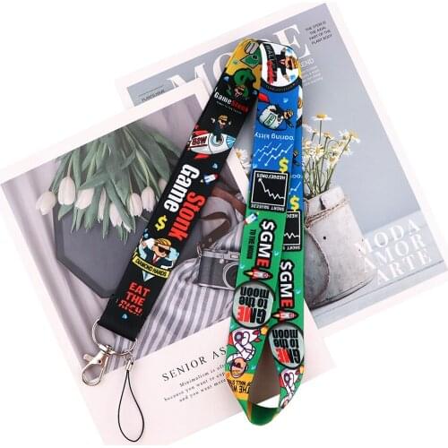 24pcs/lot MD580 DMLSKY Funny Cartoon Rich Man Key Lanyard ID Badge Holder Phone Neck Strap With Key Ring