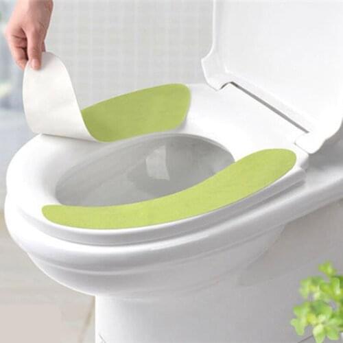 5 Pairs Adhensive Washroom Warm Washable Health Sticky Toilet Mat Seat Cover Pad Household Reuseable Soft Toilet Seat Cover