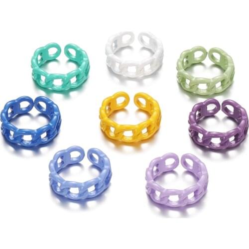 8Pcs Colorful Chunky Rings for Women, Trendy Y2K Style Unique Rings, Cute Retro Open Finger Rings Jewelry Gift for Women