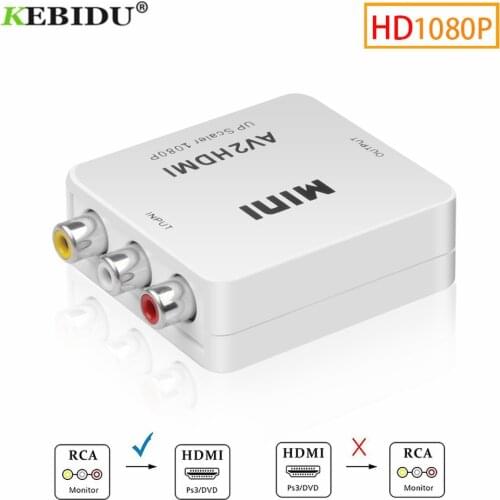 KEBIDU RCA AV to HDMI-compatible Converter HD 1080P AV2 Adapter For TV PS3 PS4 PC DVD Xbox Projector AV To HDMI-com' Converter
