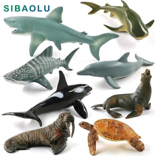 Dolphin Turtle Sea Lion Killer Whale Tiger Shark Walrus Figurine Home Decor Miniature Fairy Garden Decoration Accessories Modern