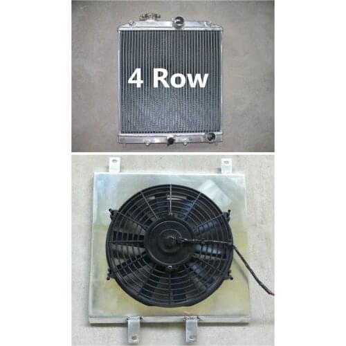 4 Row 52MM Aluminum Radiator + Shroud + Fan 1992-2000 For Honda Civic EK EG B16 B18 MT 32mm pipe New 92 93 94 95 96 97 98 99 00