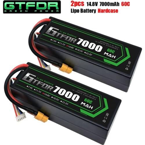 GTFDR Lipo Battery 4S 14.8V 7000MAH 60C MAX 120C HardCase T/XT60 For Rc 1:8 1:10 off-road Car Boat drone truck