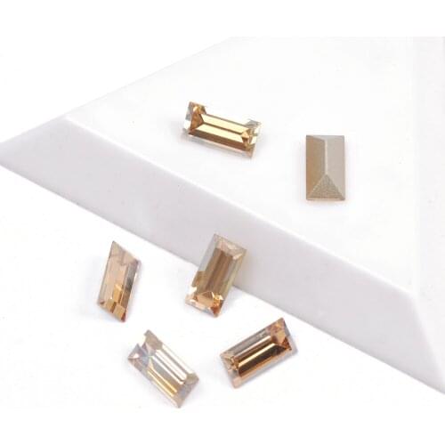 K9 Glitter Glass Crystal Loose diamond GSHA Color Baguette Shape PointBack Nail Rhinestone Jewelry Making Bead For Nails Art Gem