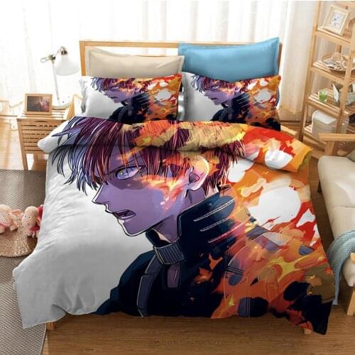 Anime My Hero Academia Bedding Set 3D Print Cartoon Queen King Size Duvet Covers Pillowcases Comforter Bedclothes Bed Linen Kids