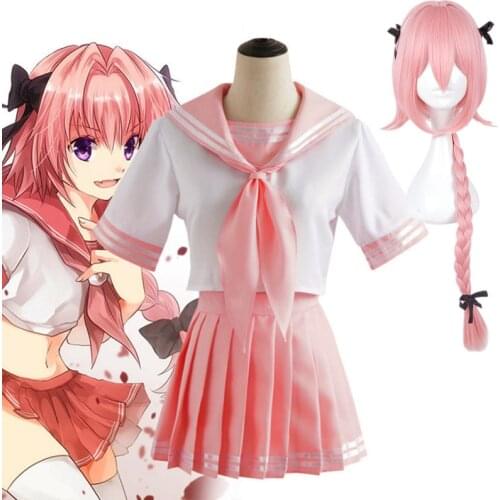 Anime Fate Apocrypha Astolfo Cosplay Costumes Japanese Student Girls School Uniforms Halloween Sexy Sailor JK Full Sets