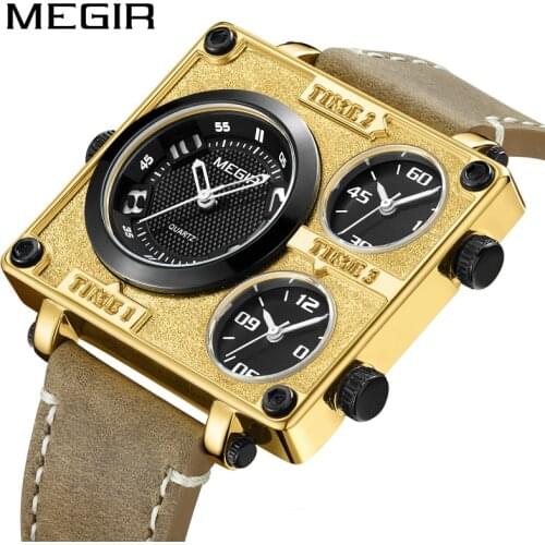Men Watch MEGIR Waterproof Quartz Watches Men with Multiple Time Zone Causal Sport Military Watch Erkek Kol Saati Orologio Uomo