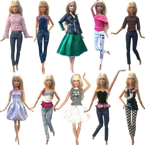 NK 1 Pcs Mix Style New Fashion Doll Dress Casual Wear Skirt Party Clothes For Barbie Doll Accessories Baby Toys JJ