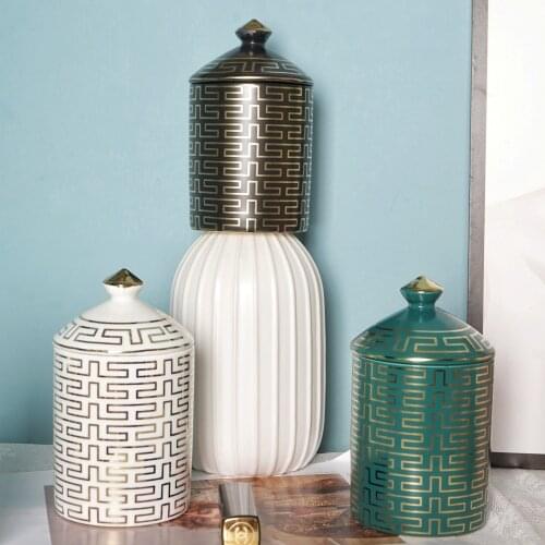 New Gold and Silver Ceramic Candle Container Incense Cup Storage Jar