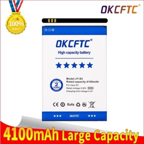 OKCFTC High Quality 4100mAh JY S3 JY-S3 Li-ion Phone battery for JIAYU S3 Replacement Phone Battery Free shipping
