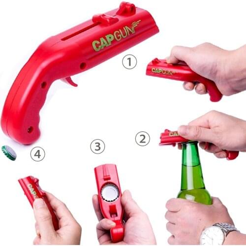 1PCS Cap Gun Funny Beer Bottle Cap Launcher Kitchen Tools Bottle Opener Shoot Cap 5 Meter Home Bar Party Game Gadgets Cool