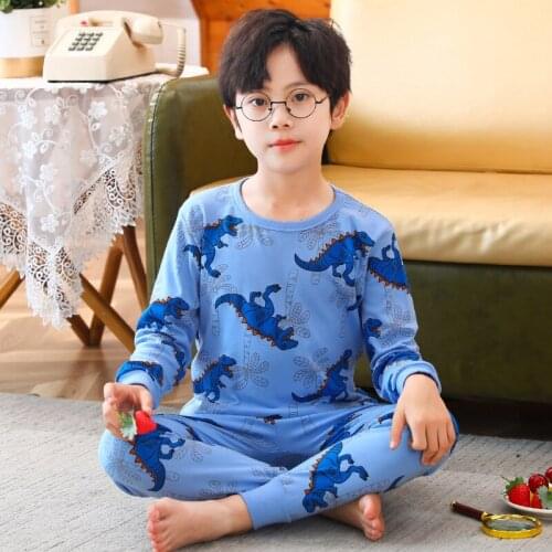 2-12Years Big Boy Dinosaur Pajamas Children Sleepwear Girls Cartoon Totoro Pajama Pyjamas Kids Baby Pijamas Autumn Clothing Set