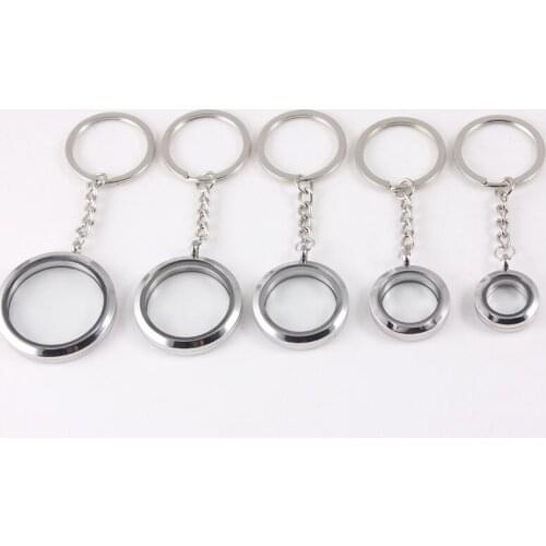 Stainless Steel Floating Locket Keychain 20/25/30/35/38mm Plain Screw Twist Floaing locket Key Ring Pendant