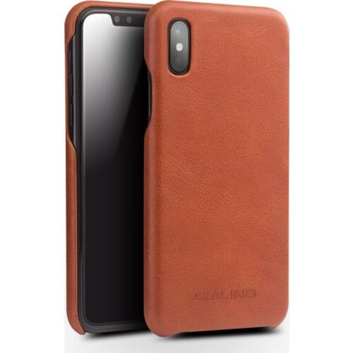 QIALINO Case for iPhone X Genuine Leather Back Luxury Bag Cover Case for iPhone X Fashion Anti knock phone case for 5.8 inch