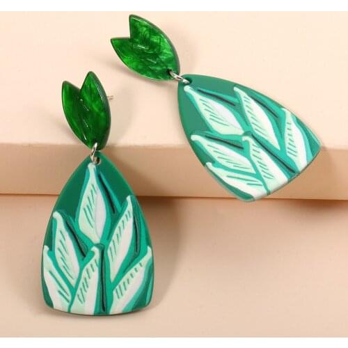 Green Stone Earrings Resin Big Long Hanging Dangle Jewelry Wholesale Engagement Pendant Za Statement Earrings For Women 2021