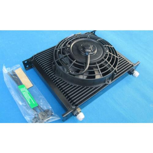 Brand new FOR Universal 30 Row 10 AN Black Transmission Oil Cooler + 7" Electric Fan SUBARU 3000GT WRX STI Oilcooler