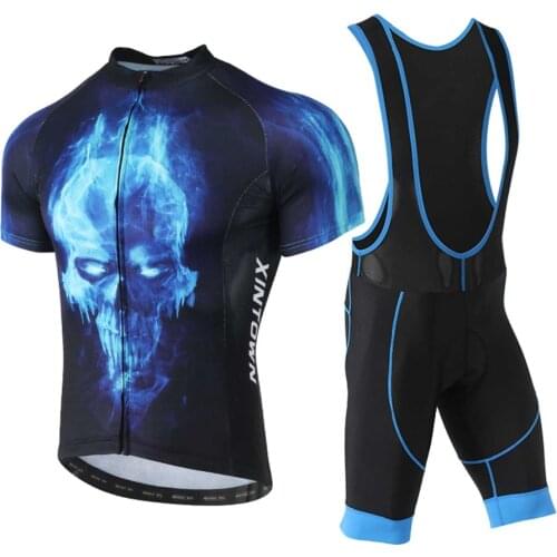 Cycling Clothing Bike Jersey Quick Dry Mens Bicycle Flame Print Awkward Summer MTB Team Cycling Jerseys Gel Shorts Set