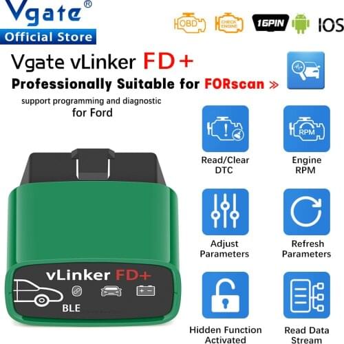 Vgate vLinker FD+ ELM327 BT4.0-Wireless FORScan For Ford wifi ELM 327 OBD2 Car Diagnostic OBD 2 Scanner J2534 MS CAN Auto Tools