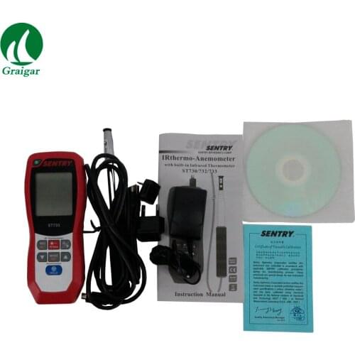 High Quality Hot Wire Anemometer ST733 IR Temperature Digital Wind Speed Meter Air Flowmeter