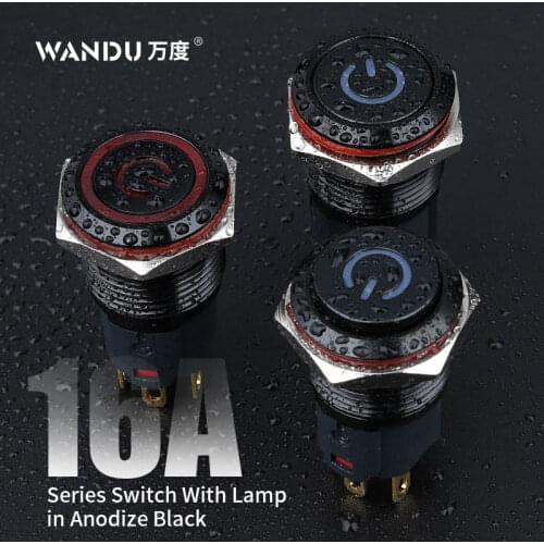 WD 16mm Ring light 5A IP67 Metal Push Button Switch