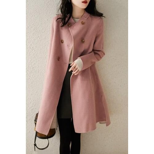 Cape Double Faced Wool Overcoat Womens Medium Length High End Loose Korean