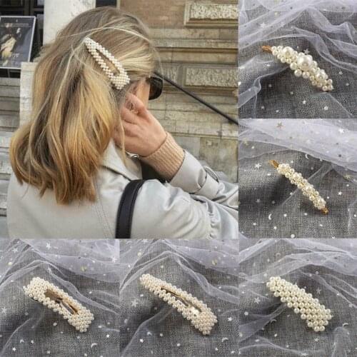 1pcs Fashion Pearl Hair Clip for Women Barrette Hair Pins Barrettes BB Hair Clips Hairpin for Girls Styling Accessories