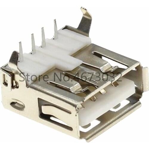 10pcs USB 2.0 4Pin A Type Female Socket Connector G54 2 Feet 90 Degree Data Transmission Charging Plug Adapter PCB SDA Cable