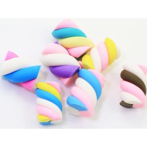 100/50p 10*10*15mm Rainbow Colors Kawaii Simple Design Cute Swirl Curl Soft Fudge Cotton Candy Materials Cute for Baby Kids Craf