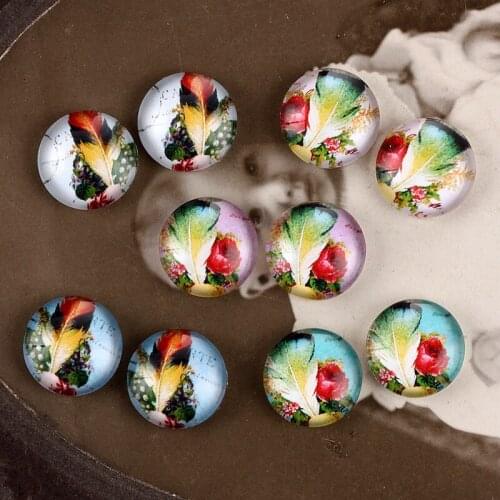 20 pcs MIX 12mm 20mm 25mm 30mm Handmade Round Glass Cabochon beads-Image Glass Cabochon-(HPGC-MIXSS-207)