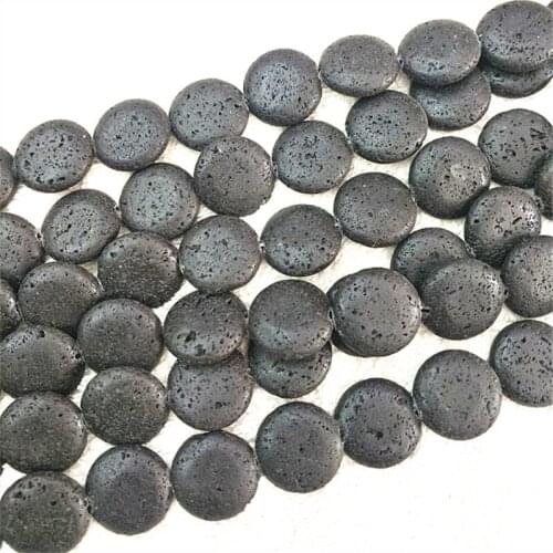 22PCS Nature Lava Beads Volcano Stone Coin Shape 18MM For Powfully Mens Bracelets Making Accessories Free Shipping