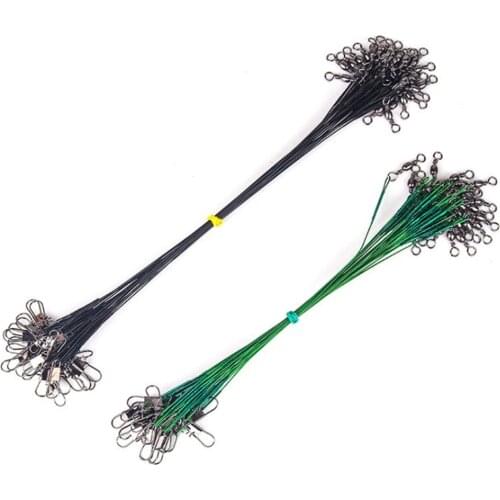 30pcs/lot Anti Bite Steel Fishing Line Steel Wire Leader With Swivel Olta Fishing Accessory Lead Core Leash Fishing Leader Wire