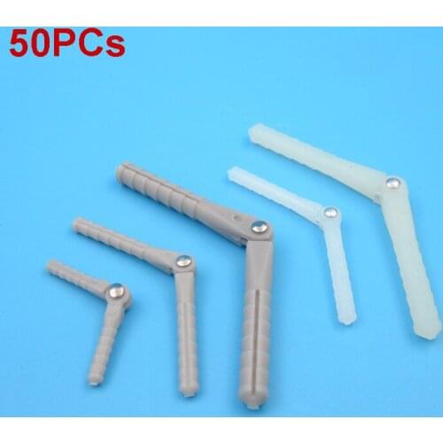 50PCs Mini Hinge Dia2.0 D2.5 D4.5mm Pin Needle Shape Loose Leaf Hinges Stick Plastic Nylon for RC DIY Fixed Wing Aircraft Model