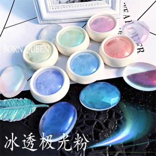 6colors ice transparent nude powder-aurora powder Net Red Aurora Powder Symphony Mermaid Mirror Magic Mirror Powder Nail Glitter