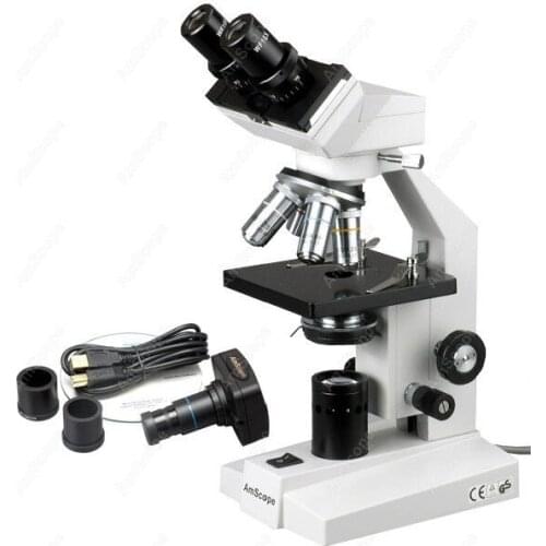 Binocular Compound Microscope -AmScope Supplies 40X-1600X New Binocular Compound Microscope + 3MP Camera