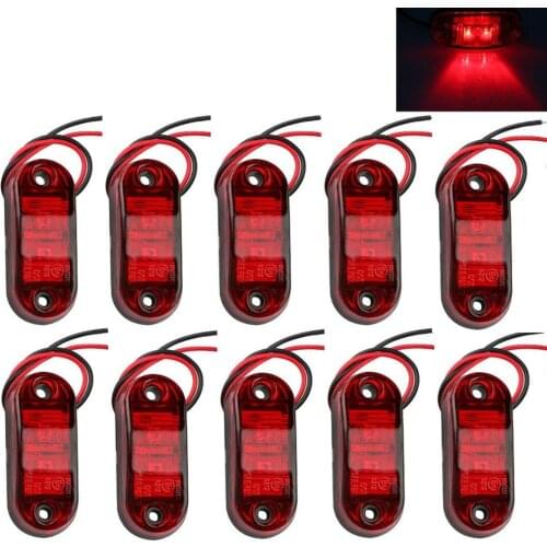 Fuleem 10PCS Red 2LED Clearance Trailer Truck Lorry Side Marker Turn Lamp Light Handy 12V 24V Waterproof