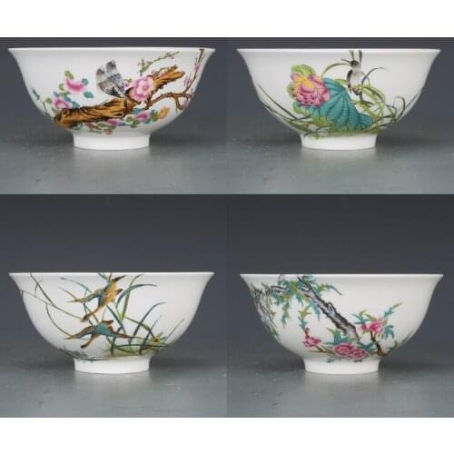 Rare antique Qing Dynaty porcelain bowl,Enamel color flower bowl,a set, best collection & adornment, Free shipping