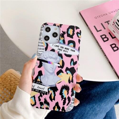 Leopard statue david designer case for iphone 12 11 Pro Max 11Pro XR X XS 7 8 Plus i SE2020 mini silicone soft phone cases cover