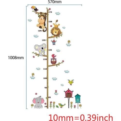 Cartoon Animal Kids Height Measure Decal Removable Wall Stickers DIY Kindergarten Wallpaper Home Kids Room Decoration BX0D