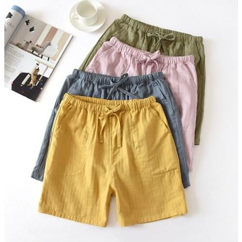 Summer Couples Home Pants Pure Cotton Gauze Thin Pure Color Men /women Sleep Bottoms Shorts Pants Can Be Worn Beach Pants Cool