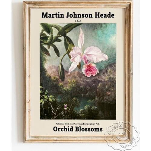 Martin Johnson Heade Exhibition Museum Poster, Orchid Blossoms Art Prints Wall Stickers, Cattleya Wall Art Prints Home Decor