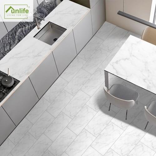 Funlife® White Marble Tile Stickers Removable Stairway Peel & Stick DIY Easy to Clean Wall PVC Floor Kitchen Bathroom Waterproof