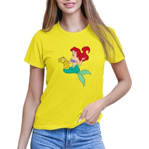 Little Mermaid Ariel Disney Princess T Shirt Women Kawaii Top Cartoon Graphic Tees Funny Harajuku T-shirt Fashion Tshirt Female