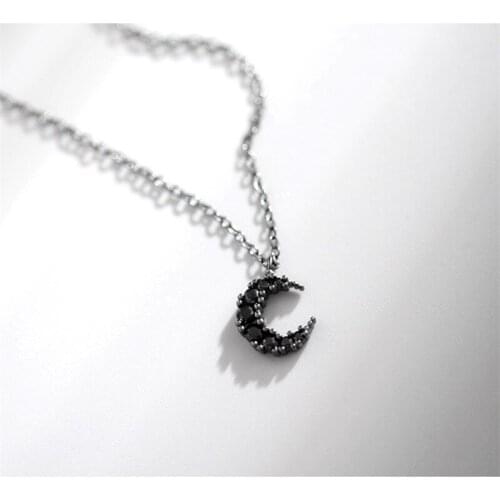 Miuoxion Personality Fashion Jewelry Simple Retro Black Zircon Moon Necklace For Women Feature Namour Charm Gift All Seasons