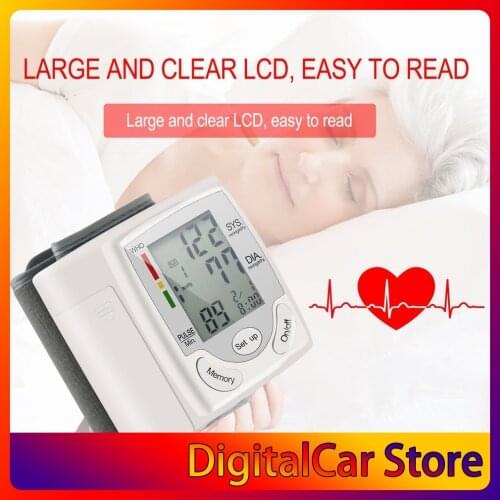 Pressure Meter Wrist Gauges Auto LCD Digital Upper Arm Blood BP Home Heart Beat Pulse Monitor with Cuff Health Care Instrument
